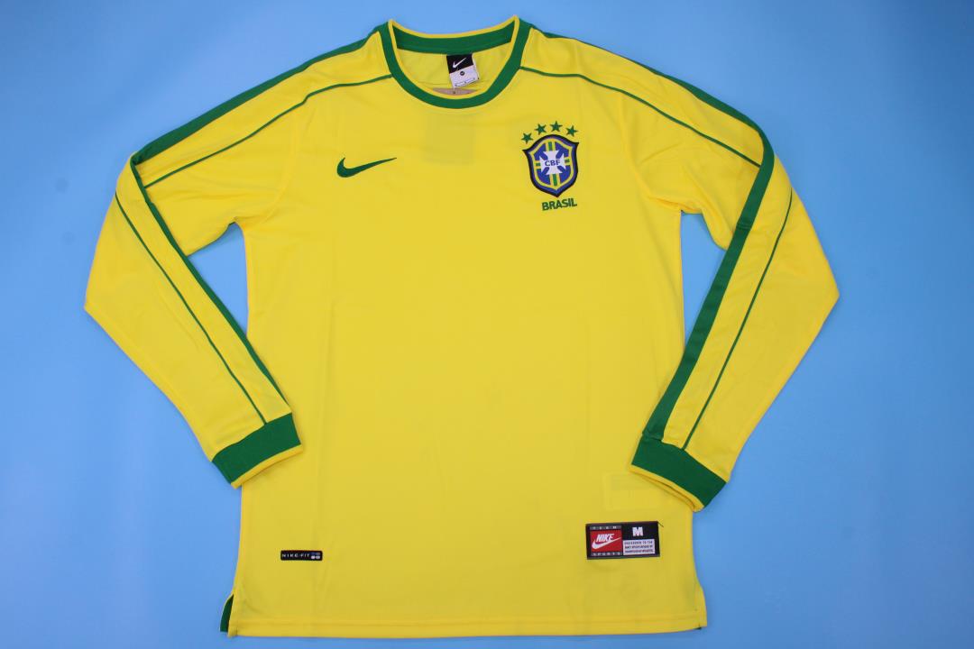 AAA Quality Brazil 1998 World Cup Home Long Soccer Jersey